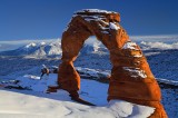 delicate arch, delicate, arch, arches national park, utah, arches, national, park, snow, winter, sunset,  photo