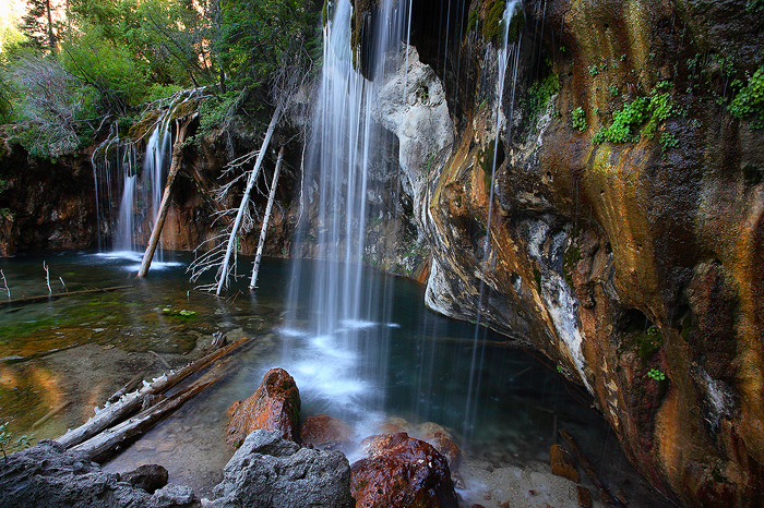hanging lake, cascade, waterfall, deadhorse creek, canyon, glenwood springs, colorado, turquoise, water, travertine, 016 photo