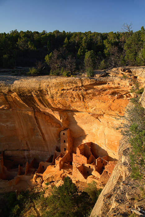square tower house, mesa verde national park, mesa verde, colorado, ruins, ruin, sunset,  photo
