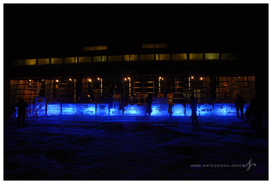 &nbsp;Visitors walk past the ice village on the lawn of the Riverwalk Center in Breckenridge, Colorado