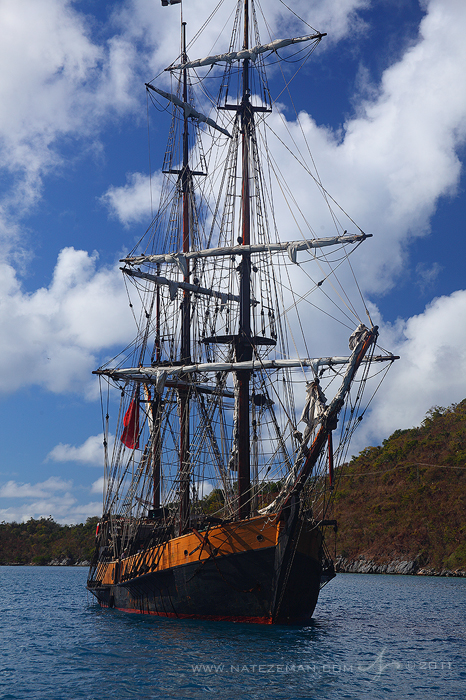 This is a reconstructed tall ship that was anchored in the marina. I believe it is now used for movies.