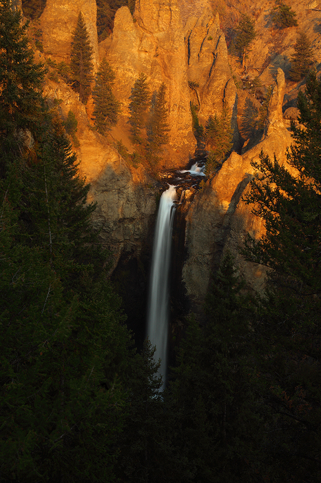 Tower falls bathed in early morning light.