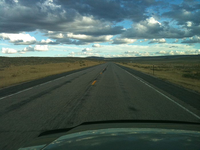Somewhere in the middle of Wyoming. Headed back to Colorado.