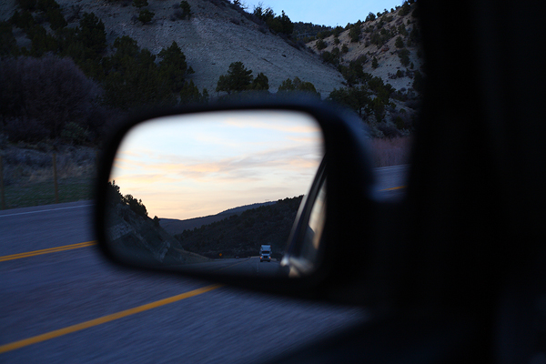 Sunset in the mirror in Utah.&nbsp;